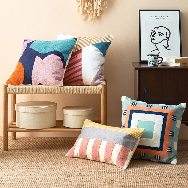 Cushion Cover 45X45Cm/30X50Cm Abrstract Gometric Pillow Cover Soft Cozy Home Decoration for Living Room Kids Room Color Block