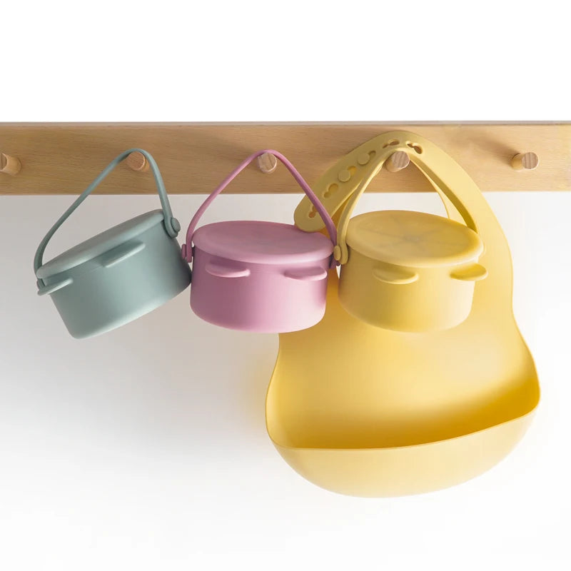 Cartoon Animal Infant Learning Feeding Cup Portable Solid Food Storage Box Snack Storage Container with Silicone Lid Baby Stuff